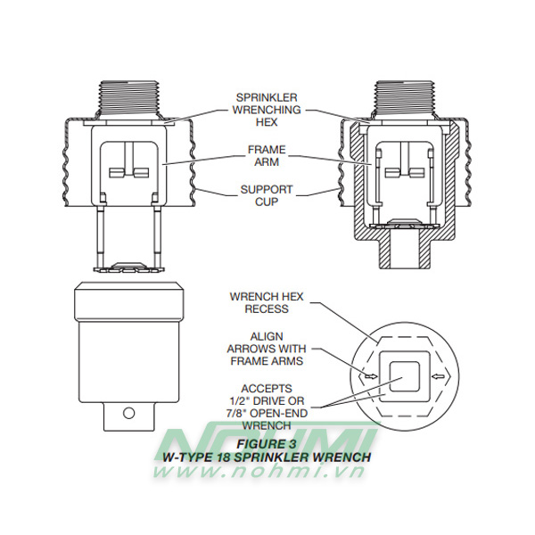 TY5521 Đầu phun Sprinkler Tyco loại âm trần, Đầu phun sprinkler Tyco