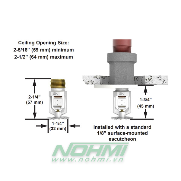 VK110 Đầu phun Sprinkler Viking hướng xuống, Đầu phun sprinkler Viking-UL