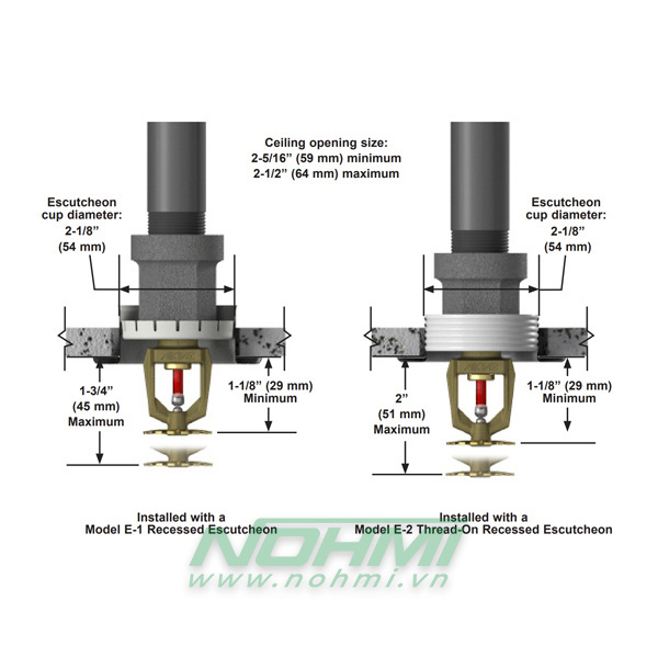 VK122 Đầu phun Sprinkler Viking áp lực cao hướng xuống, Đầu phun sprinkler Viking-UL