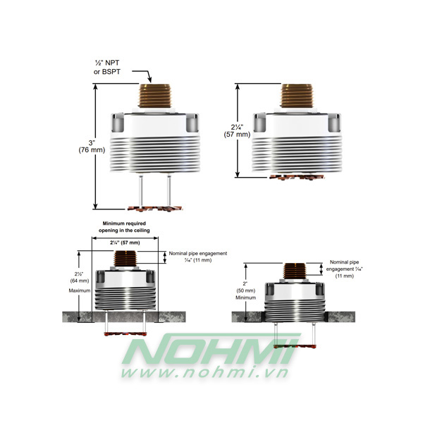 VK4921 Đầu phun Sprinkler Viking tiêu chuẩn loại âm trần, Đầu phun sprinkler Viking-UL